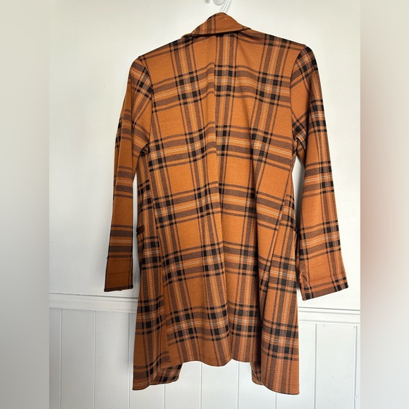 Eclipse Plaid Burnt Orange longline Blazer. Size Small. - Picture 2 of 6